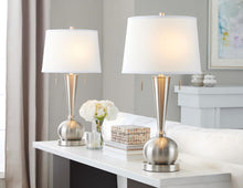 Load image into Gallery viewer, Jules - Contemporary Table Lamp Built In USB Port (Set of 2) - Nickel / White