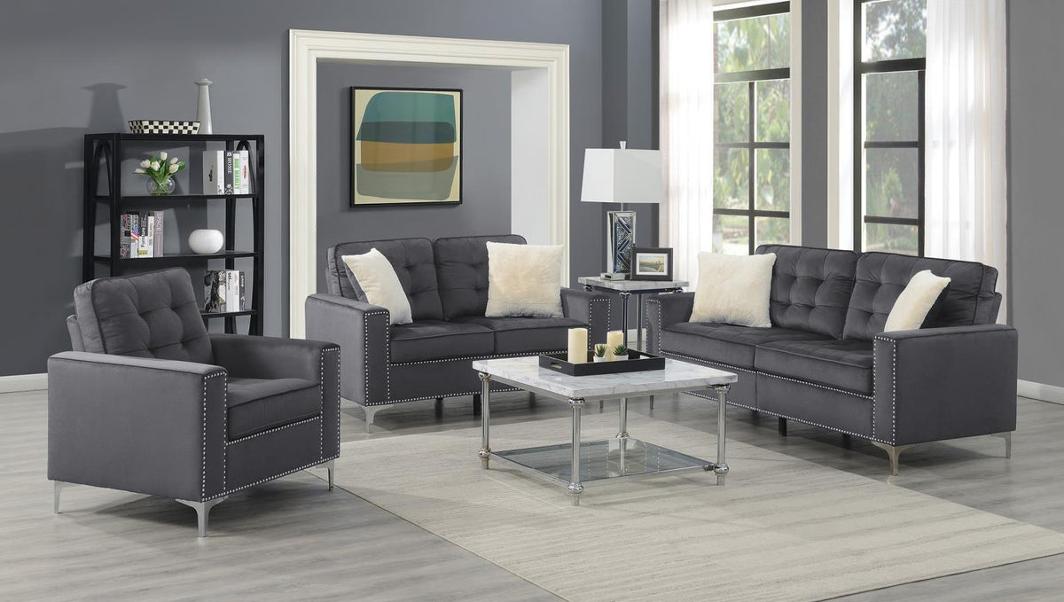 U433 - Velvet Loveseat - Dark Gray