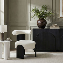 Load image into Gallery viewer, Calder - Linen Textured Fabric Upholstered Accent Chair - Painted Black Base