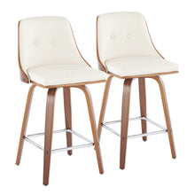 Load image into Gallery viewer, Gianna - Mid Century Modern Fixed Height Counter Stool With Swivel With Square Footrest (Set of 2)