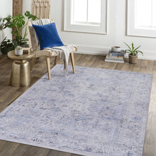 Load image into Gallery viewer, Maval - 6' X 9' Washable Area Rug - Blue / Cream