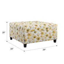 Load image into Gallery viewer, Floral Storage Ottoman With Traditional Design - Gold