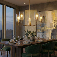 Load image into Gallery viewer, Dazzle - 5 Lights Chandelier With Clear Seeded Satin - Antique Brass / Clear / Gold