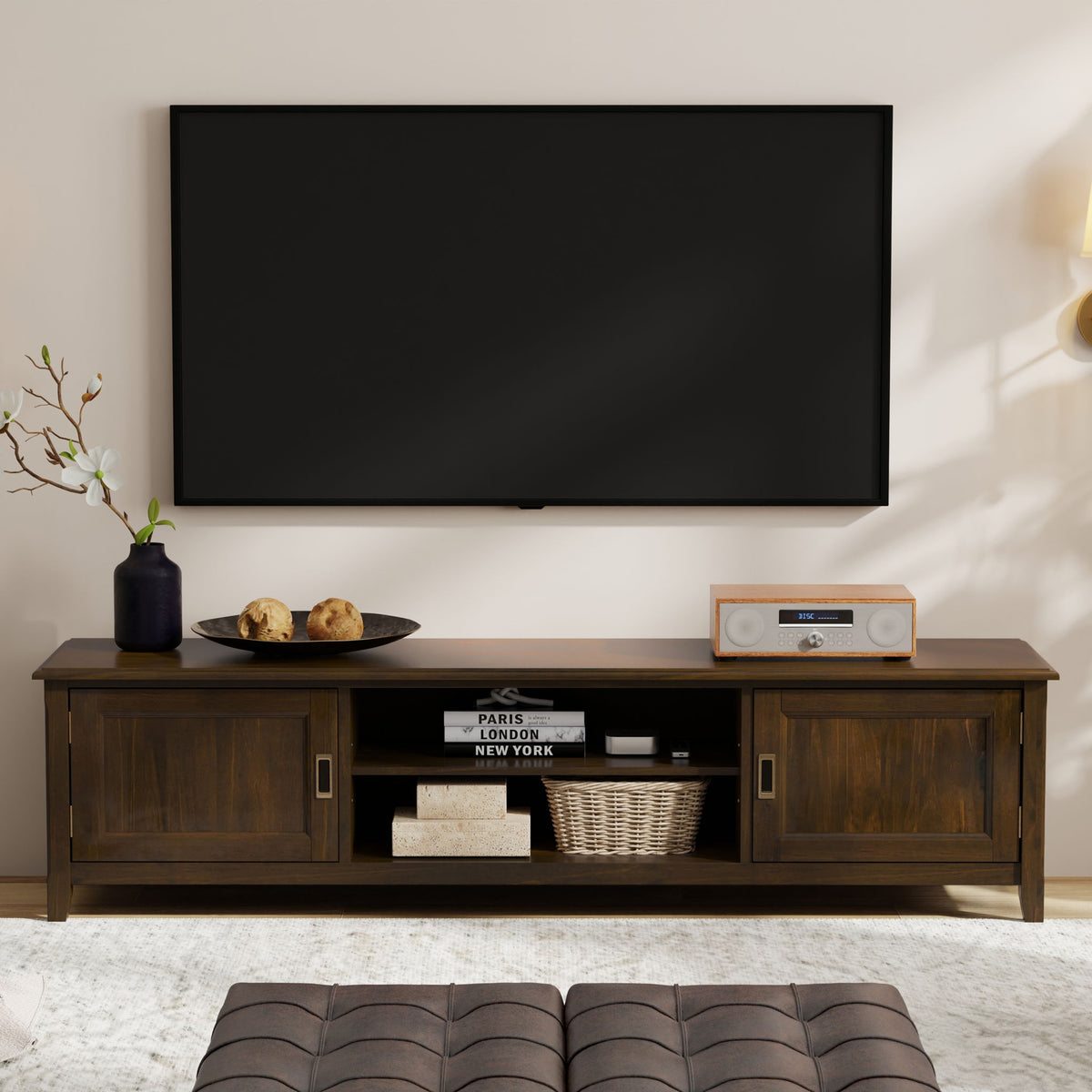 Burlington - Low TV Media Stand - Mahogany - Ego Home Furniture