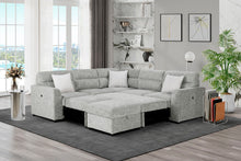Load image into Gallery viewer, U9401 - Loveseat With Pullout Sofa Bed And 1 Pillow - Gray / Nickel
