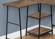 Load image into Gallery viewer, Computer Desk, Home Office, Corner, Storage Shelves, L-Shape, Work, Laptop, Contemporary, Modern - Brown