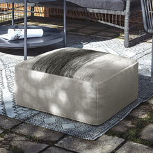 Load image into Gallery viewer, Sabella - Square Woven Outdoor / Indoor Pouf - Gray / White