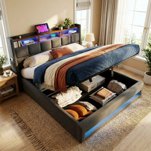 Load image into Gallery viewer, Upholstered Platform Bed With A Hydraulic Storage System, LED And USB Charging (Without Mattress)