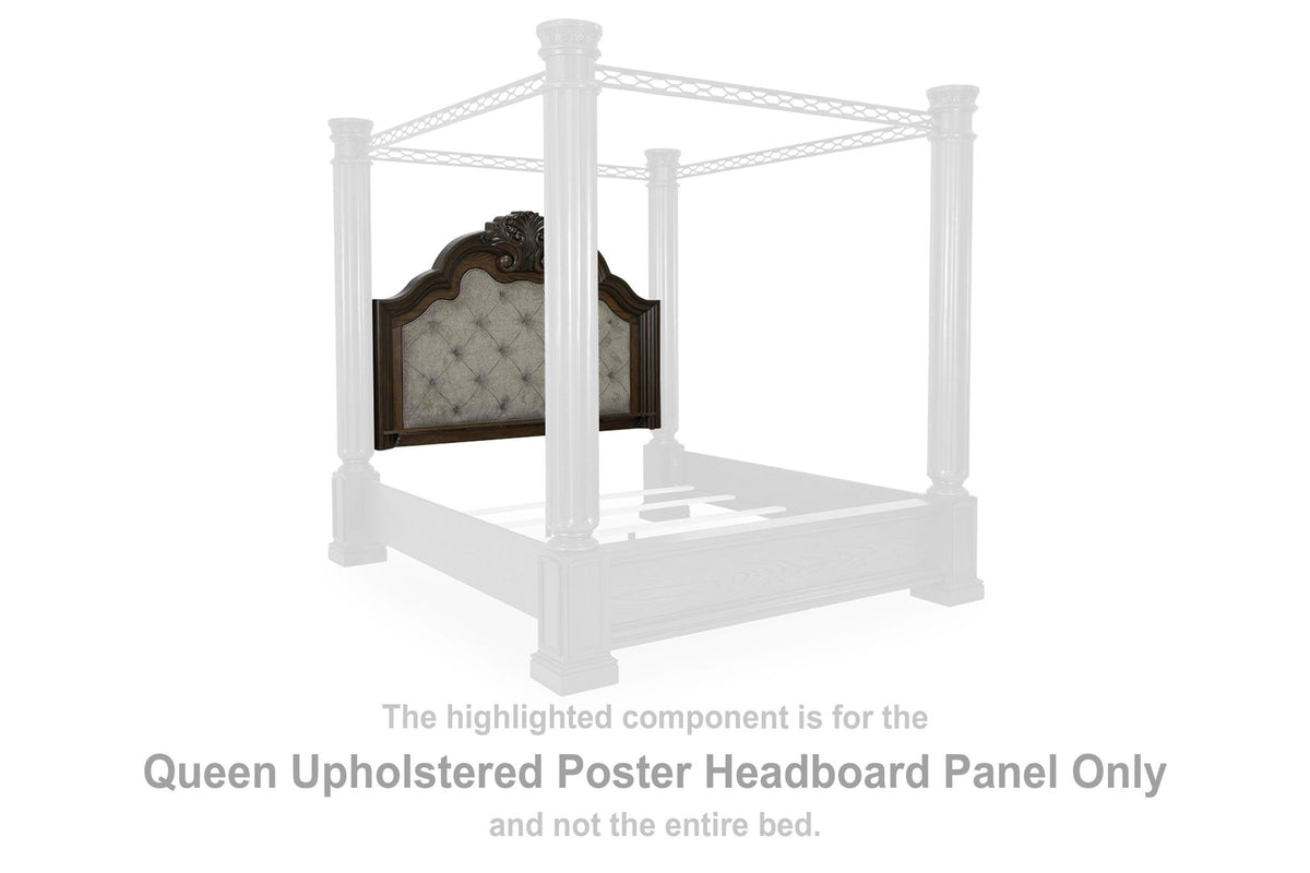 Maylee - Queen Upholstered Poster Headboard Panel - Dark Brown