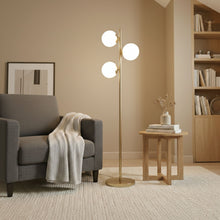 Load image into Gallery viewer, Brilliance - Modern Floor Lamp, Opal Shades And Round Base - Clear / Gold