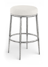 Load image into Gallery viewer, Ferro - Performance Fabric Upholstered Backless Bar Stool - Antique Silver