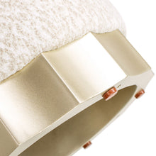 Load image into Gallery viewer, Hampton - Round Upholstered Ottoman With Scalloped Base - Speckled Egg Beige