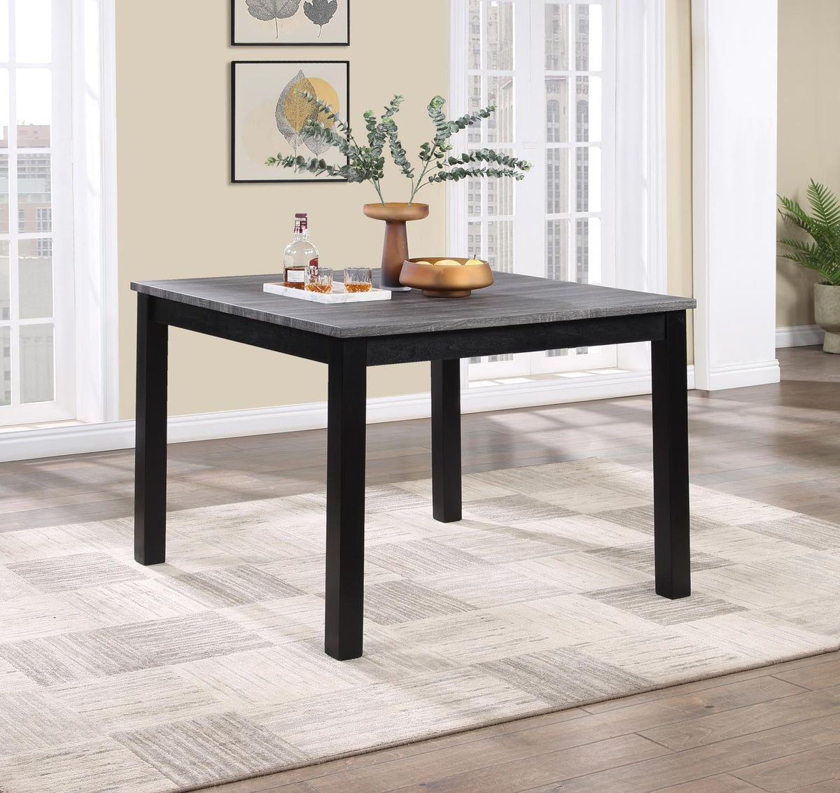 D199 - 5 Piece Dining Room Set (Counter Table, 4 Chairs) - Gray