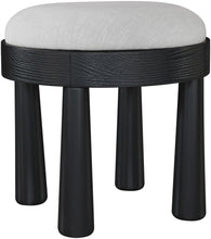 Load image into Gallery viewer, Larea - Linen Textured Fabric Ottoman - Black Base