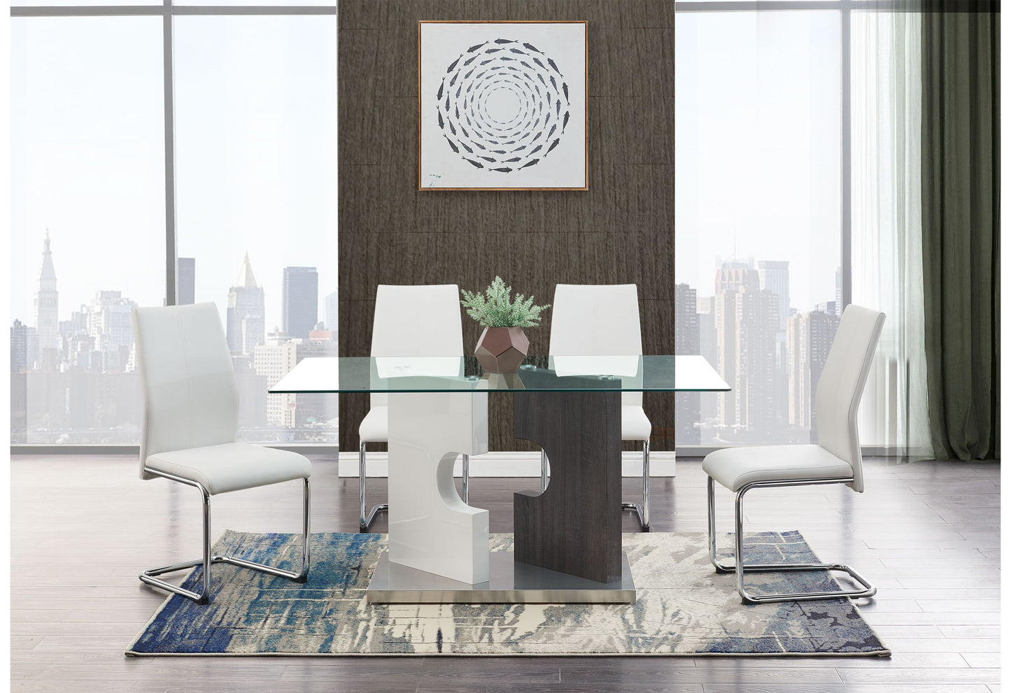 D219 - Dining Table Column - Dark Gray / White