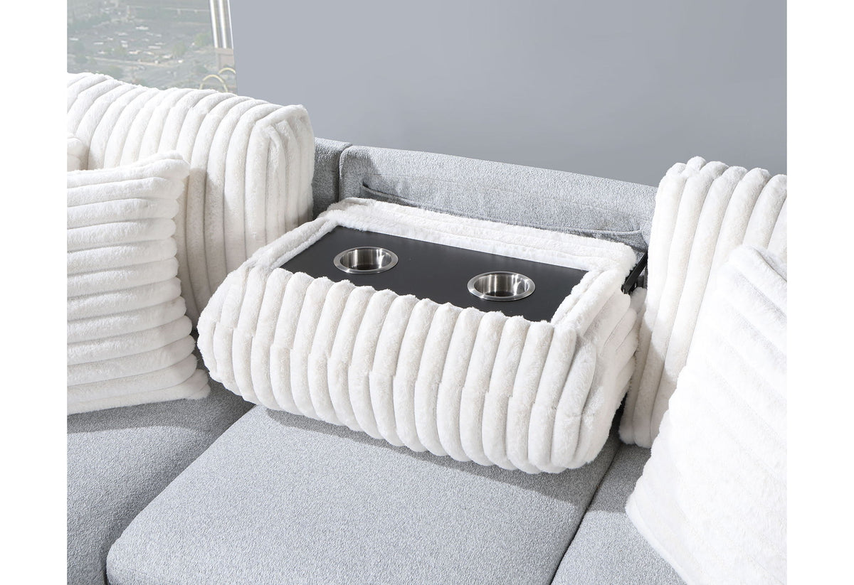 U0204 - Reversible Chaise With Storage - Light Gray / White