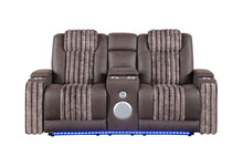 Load image into Gallery viewer, U8000 - Power Reclining Loveseat With Console, Power Headrest, LED Light, Bluetooth Speaker - Brown