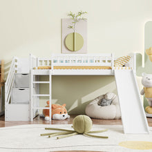 Load image into Gallery viewer, Loft Stairway Bed With 2 Drawers, Convertible Ladder And Slide