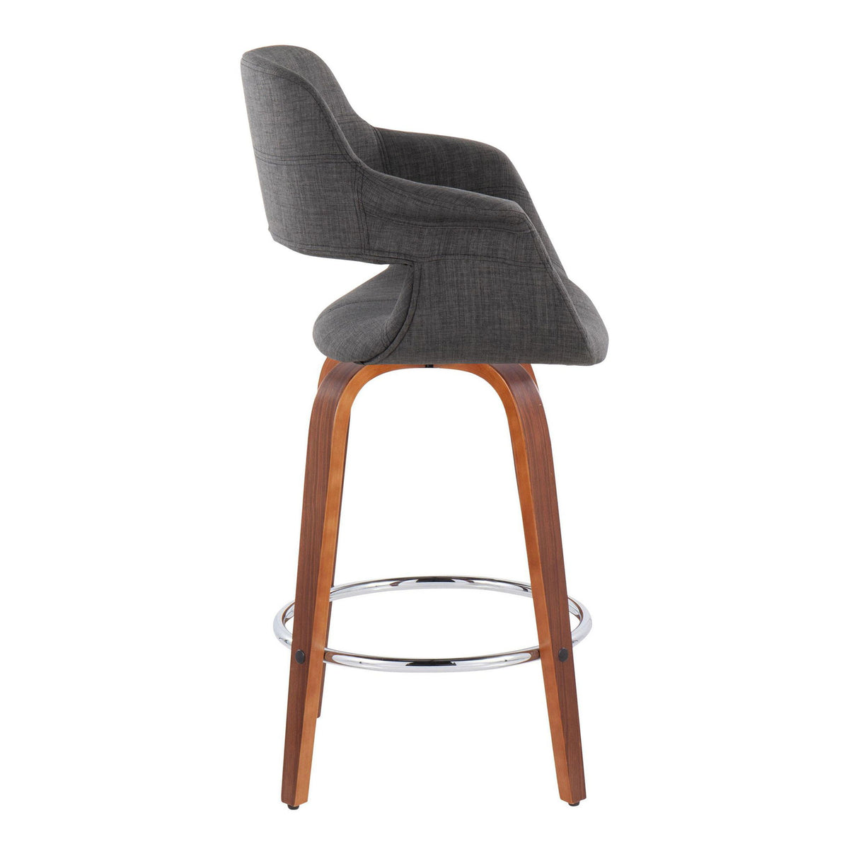 Vintage Flair - Mid-Century Modern Fixed Height Counter Stool With Swivel With Round Footrest (Set of 2) - Ego Home Furniture