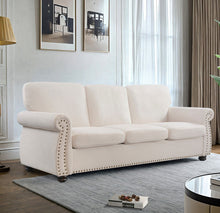 Load image into Gallery viewer, Soft Sofa, Upholstered 3 Seater Couch With High Density Foam, Loose Back Cushions And Turned Legs