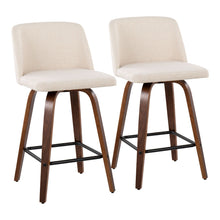 Load image into Gallery viewer, Toriano - Mid Century Modern Fixed Height Counter Stool & Square Footrest (Set of 2)