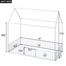 Load image into Gallery viewer, Metal House Bed With Fence And Door