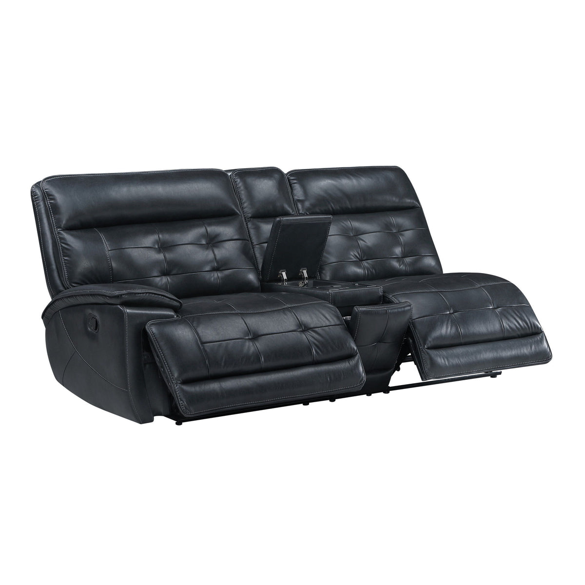 Warner - LAF Console Loveseat With 2 Recliners - Black
