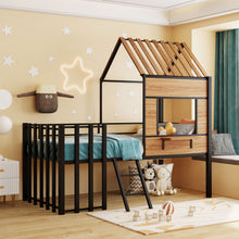 Load image into Gallery viewer, Loft Bed With Roof, Window, Guardrail, Ladder