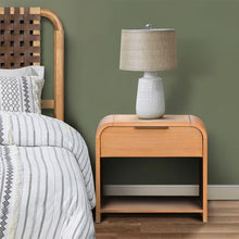 Load image into Gallery viewer, 1 Drawer Waterfall Nightstand With Mid Century Design - Natural