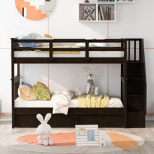 Load image into Gallery viewer, Stairway Bunk Bed With Storage And Guard Rail For Bedroom