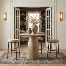 Load image into Gallery viewer, Ferro - Performance Fabric Upholstered Backless Bar Stool - Cream / Antique Bronze