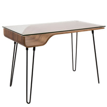 Load image into Gallery viewer, Avery - Mid-Century Modern Desk - Walnut / Clear / Black