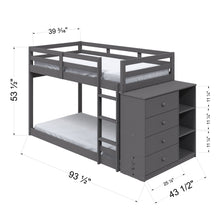 Load image into Gallery viewer, Gaston - Bunk Bed Twin Over Twin With 4 Drawers & 3 Compartments - Gray