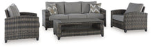 Load image into Gallery viewer, Oasis Court Outdoor Sofa/Chairs/Table Set (Set of 4) image