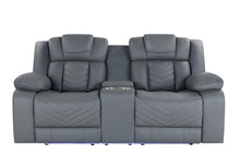 Load image into Gallery viewer, U7069 GREY 10 PWR CON REC LOVESEAT WITH LED AND IMMERSIVE SOUND