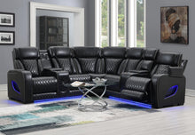 Load image into Gallery viewer, Black 3 Pc Power Led Sectional, Power Headrest, Heat, Massage Wireless Charger, And Usb