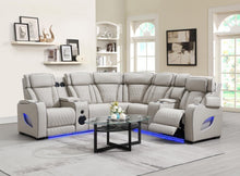 Load image into Gallery viewer, Gray 3 Pc Power Led Sectional, Power Headrest, Heat, Massage Wireless Charger, And Usb