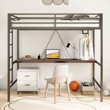 Load image into Gallery viewer, Adam - Twin Loft Bunk Bed With Cinnamon Wood Desk And Closet Rod - Black