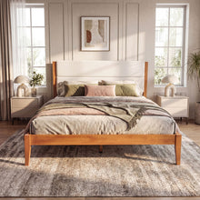 Load image into Gallery viewer, Platform Bed Frame With Upholstered Headboard, Slat Support
