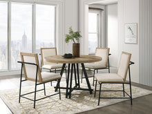 Load image into Gallery viewer, Tate - Round Dining Table With Cream Color Upholstered Chairs (Set of 5) - Oak Finish