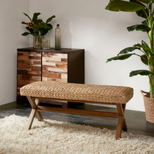 Load image into Gallery viewer, Bench With Water Hyacinth Seat - Brown