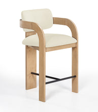 Load image into Gallery viewer, Cedra - Velvet Performance Fabric Upholstered Counter Stool - Natural Frame