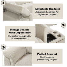 Load image into Gallery viewer, Dayana - Boucle Power Recliner Sectional Sofa For 5 People With Cupholder Console Adjustable Headrest - Beige