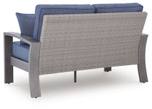 Load image into Gallery viewer, Half Moon Beach - Loveseat With Cushion - Blue / Gray