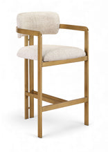 Load image into Gallery viewer, Aurum - Linen Textured Fabric Upholstered Counter Stool