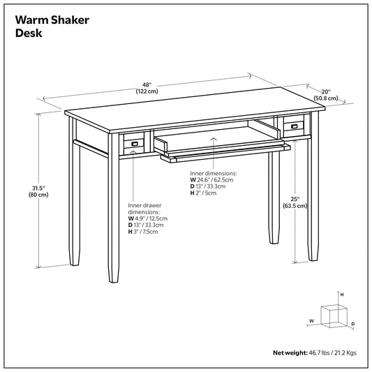 Warm Shaker - Desk - Tobacco Brown - Ego Home Furniture
