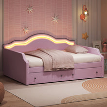 Load image into Gallery viewer, Upholstered Daybed With LED Lights And 2 Drawersme