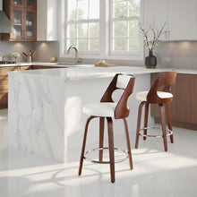 Load image into Gallery viewer, Cecina - Mid-Century Modern Fixed Height Counter Stool With Swivel And Round Footrest (Set of 2)