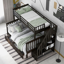 Load image into Gallery viewer, Stairway Bunk Bed With Storage And Guard Rail For Bedroom