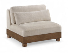 Load image into Gallery viewer, Turin - Chenille Fabric Upholstered Modular Armless Chair - Taupe / Brown Walnut